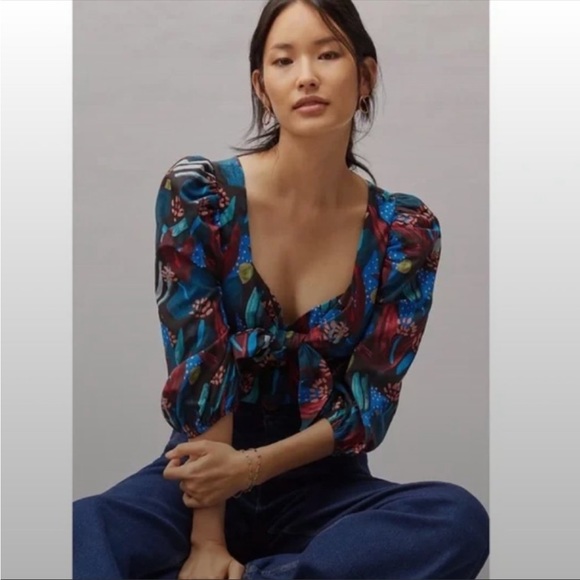NWT Eva Franco Anthropologie Tropical Blouse Size 6 - Picture 2 of 7